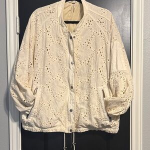 Free people Eyelet Quilted Bomber Jacket - Cream